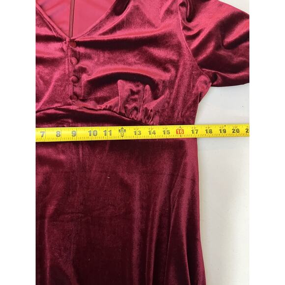 Witchy Romantic Vampire Regency Babydoll Velvet Dress L 90s Old Money Whimsigoth - Picture 14 of 16